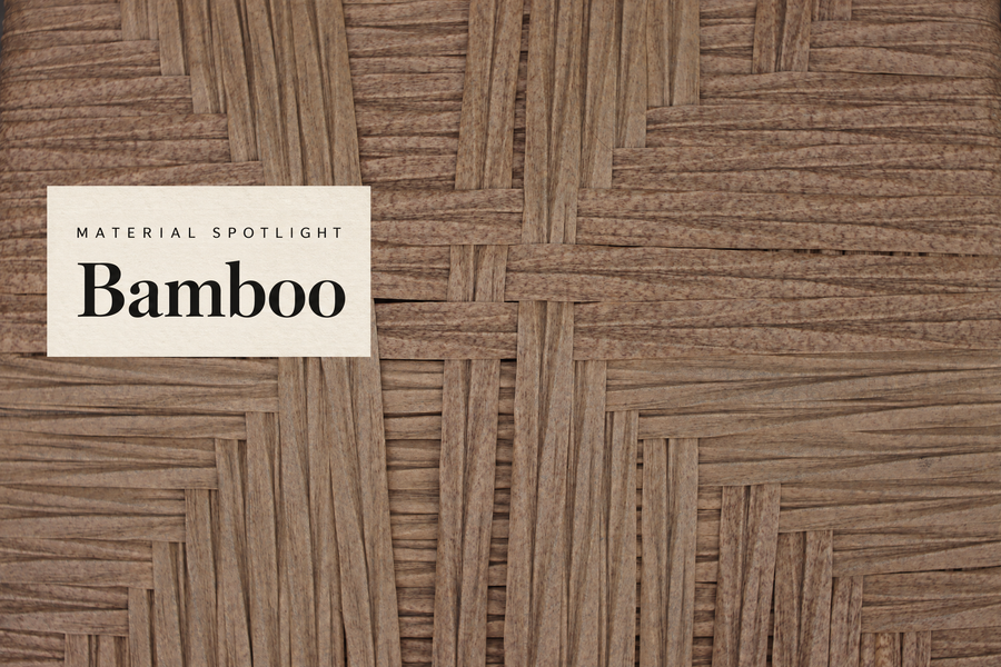 Real photograph of bamboo with a Material Spotlight label.