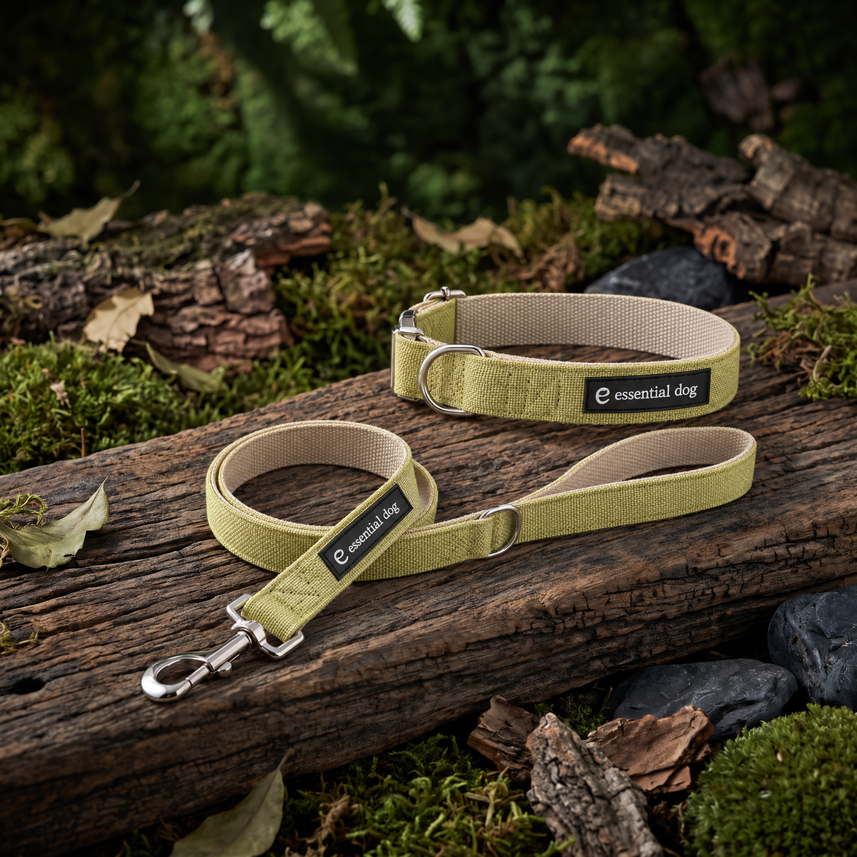 Hemp & Cotton Everyday Walk Bundle — Grass Green with its included products in an alternate arrangement on the original premium studio background.