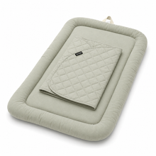 Khaki Pawbella Essential Pet Stroller plush cushion set, angled product view